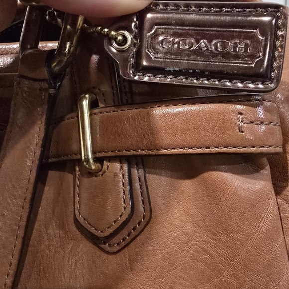 Coach Tan Leather Satchel with Gold Hardware - Picture 2 of 4